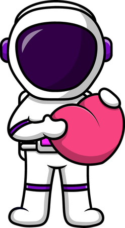 Astronaut Holding Heart Love  Illustration