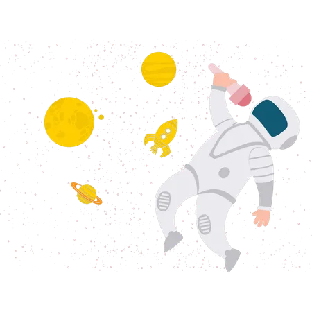 An Astronaut Holds A Microphone Illustration