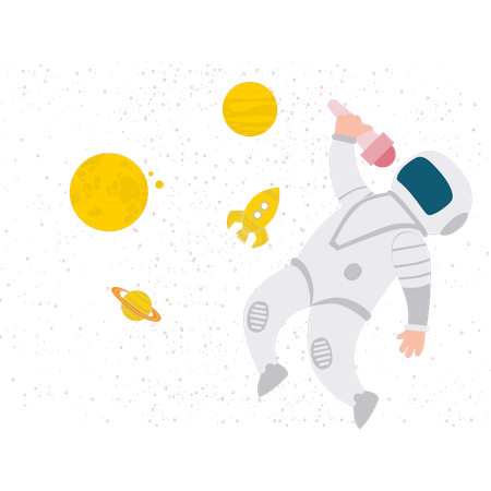 Astronaut Holding Microphone  Illustration