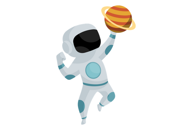 Astronaut holding planet in his hand  Illustration
