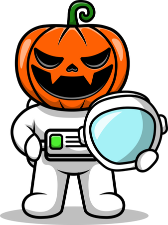 Astronaut holding Pumpkin Illustration