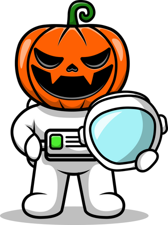 Astronaut holding Pumpkin  Illustration