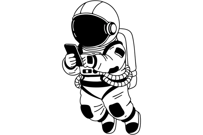Astronaut holding  smartphone  Illustration