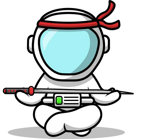 Astronaut Holding Sword Illustration