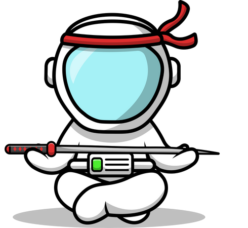 Astronaut Holding Sword  Illustration