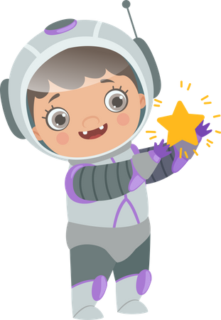 Astronaut Hugging Star  Illustration