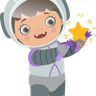 illustration for astronaut hugging star