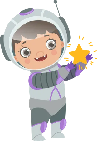 Astronaut Hugging Star  Illustration