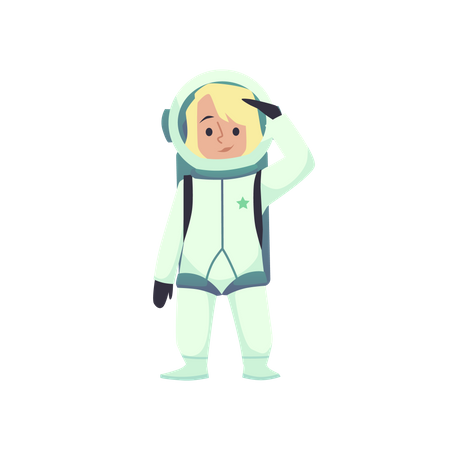 Astronaut im Raumanzug salutiert  Illustration