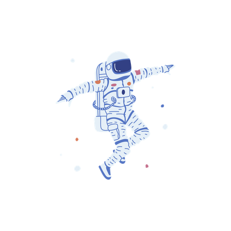 Astronaut in a spacesuit, helmet floating in space  Illustration