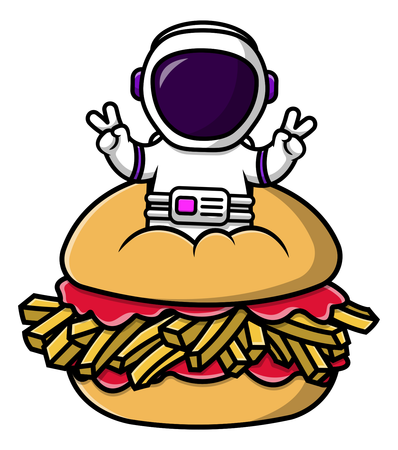 Astronaut In Chip Butty  Illustration