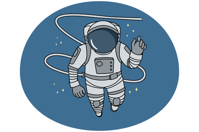 Astronaut in spacesuit flying in cosmos  Illustration