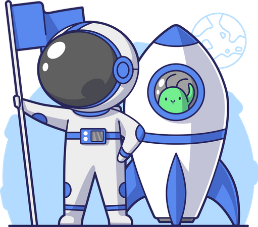 Astronaut Landing on the Moon  Illustration