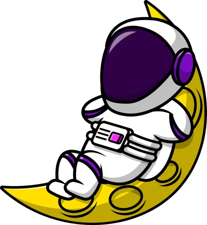 Astronaut Laying On Moon  Illustration