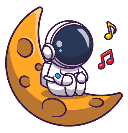 Astronaut listening music Illustration