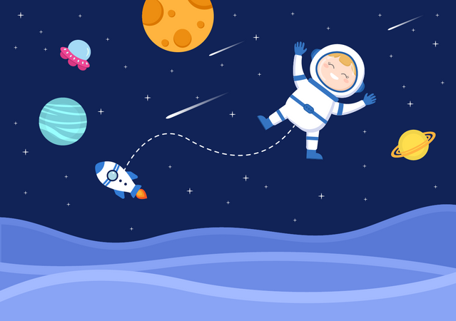 Astronaut macht Weltraumspaziergang  Illustration