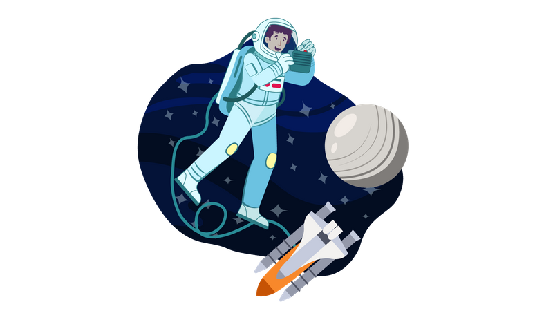 Astronaut bei Weltraumspaziergang  Illustration
