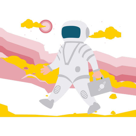Astronaut Man Walking In Space  イラスト