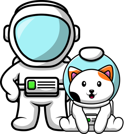 Astronaut mit Katzenstandpose  Illustration