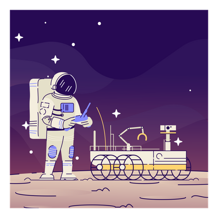 Astronaut mit Mondrover  Illustration