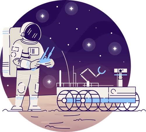 Astronaut mit Mondrover  Illustration