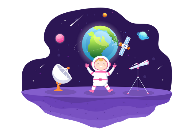 Astronaut on Moon Illustration