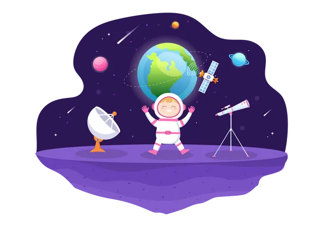 Astronaut on Moon Illustration