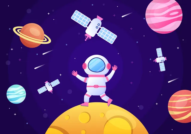 Astronaut on planet Illustration