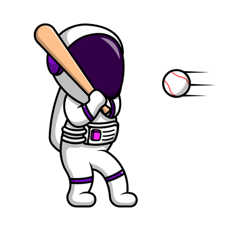 Astronaut Playing Base Ball  Illustration