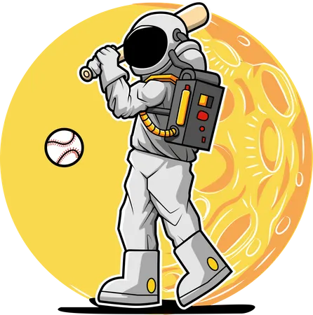 Astronaut playing baseball  Illustration