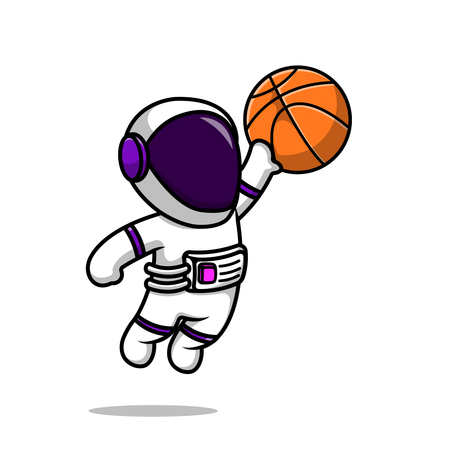 Astronaut Playing Basket Ball  Illustration