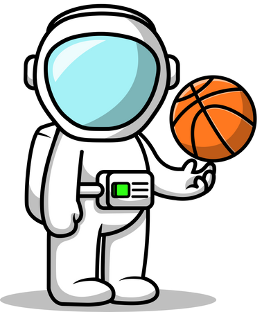Astronaut Playing Basketball Illustration