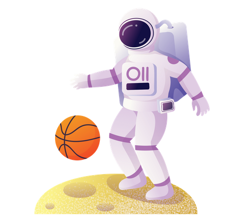 Astronaut playing basketball in space  Illustration