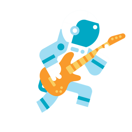 Astronaut playing guitar Illustration