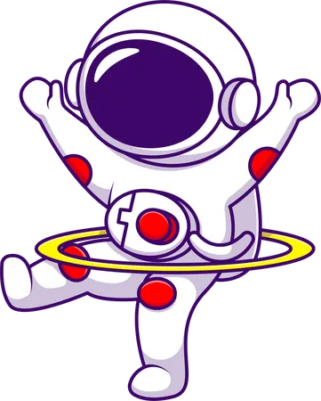 Astronaut Playing Hulahoop  Illustration