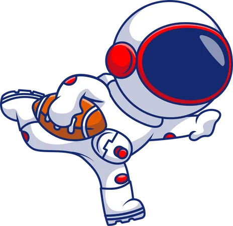 Astronaut Playing Rugby  Illustration