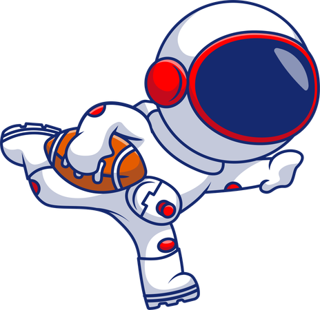 Astronaut Playing Rugby  Illustration