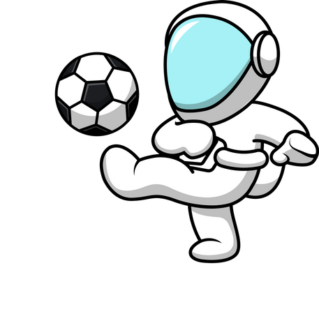 Astronaut Playing Soccer Illustration