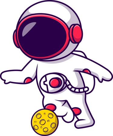 Astronaut Playing Soccer Moon  Illustration