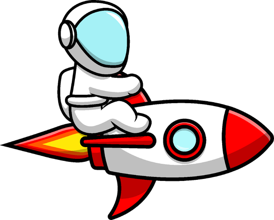 Astronaut reitet Rakete  Illustration