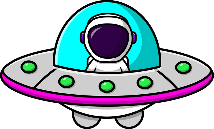 Astronaut reitet UFO  Illustration