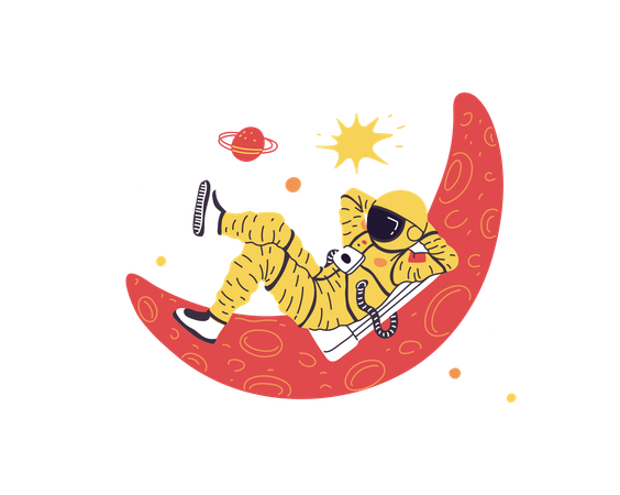 Astronaut resting on the moon  Illustration
