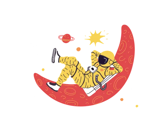 Astronaut resting on the moon  Illustration