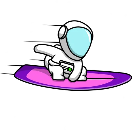 Astronaut Riding On Space With Surfboard  Illustration
