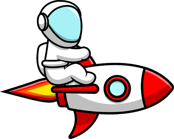 Astronaut Riding Rocket  Illustration