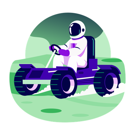 Astronaut riding space rover  Illustration