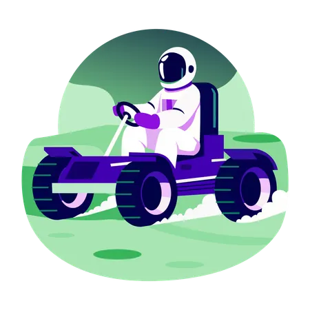 Astronaut riding space rover  Illustration