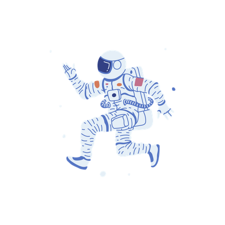 Astronaut running in space  Illustration
