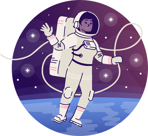 Astronaut schwebt im offenen Weltraum  Illustration