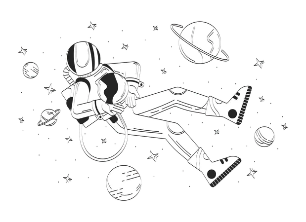 Astronaut schwebt im Weltraum  Illustration